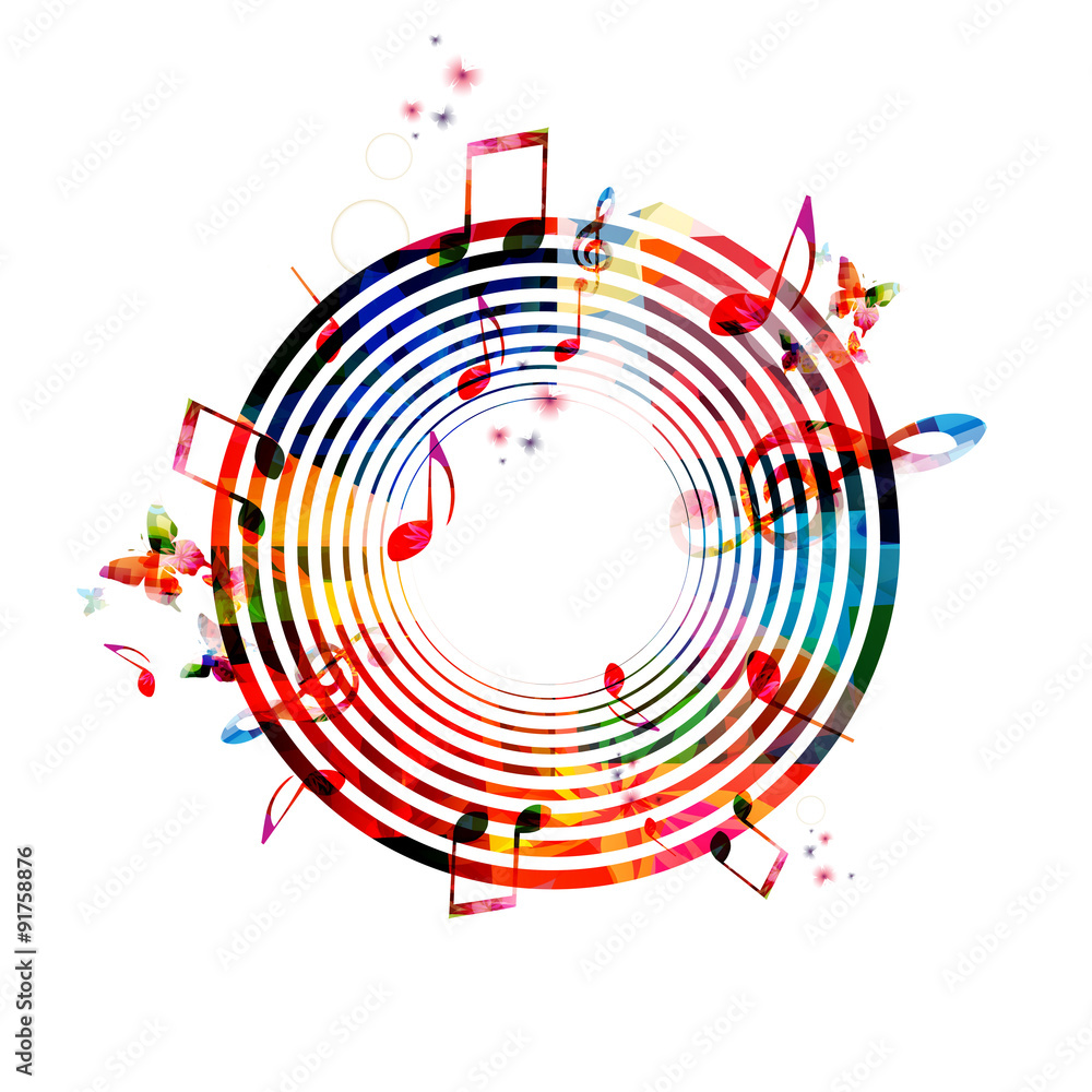 Fototapeta premium Colorful background with music notes