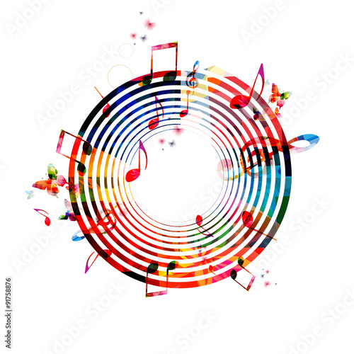 Colorful background with music notes