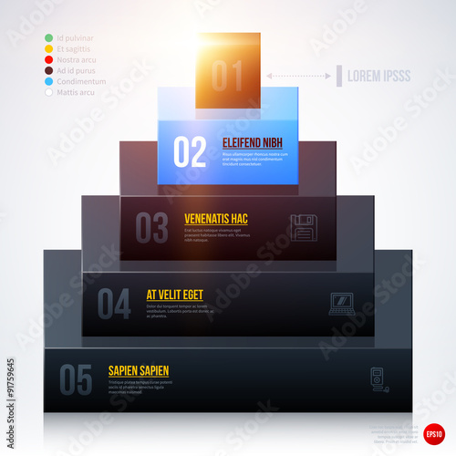 3d pyramid chart template on white background. EPS10