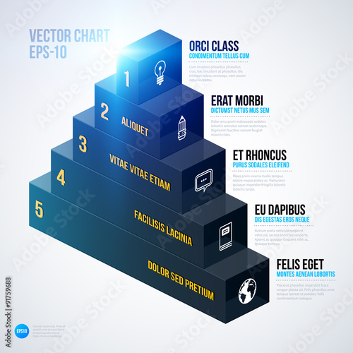 Isometric 3d pyramid chart template on white background. EPS10