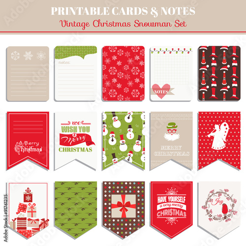 Christmas Retro Set - tags, cards, banners, labels, - in vector