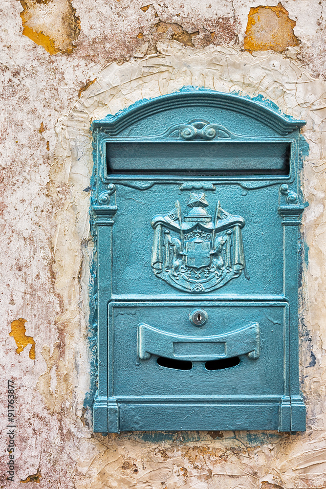 Decorative vintage metal mailbox.