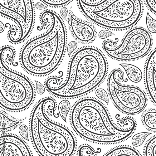 Black Cashmere Seamless Pattern