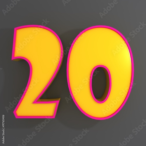 Number twenty 3d illustration 