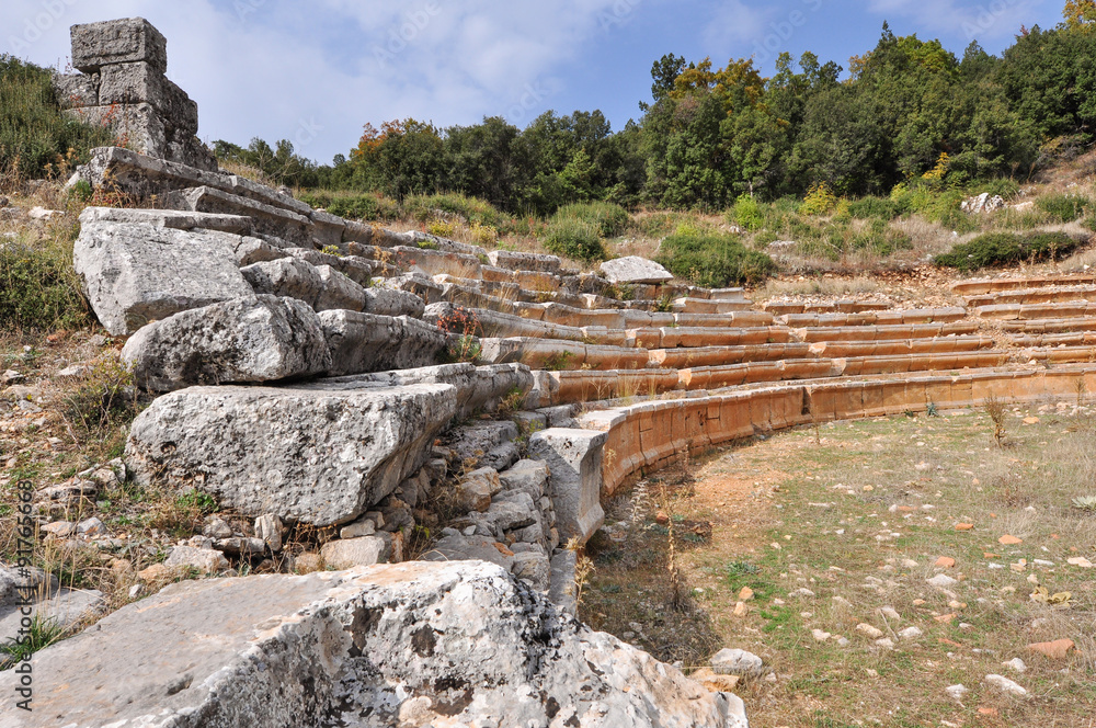 Amphitheatre at ancient ruined city of Adada, Turkey.