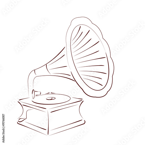 Sketched gramophone.