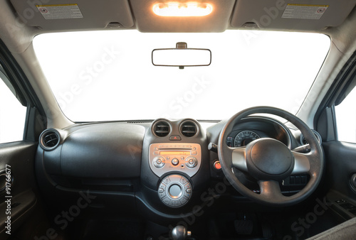  Interior in eco car with white backgroud