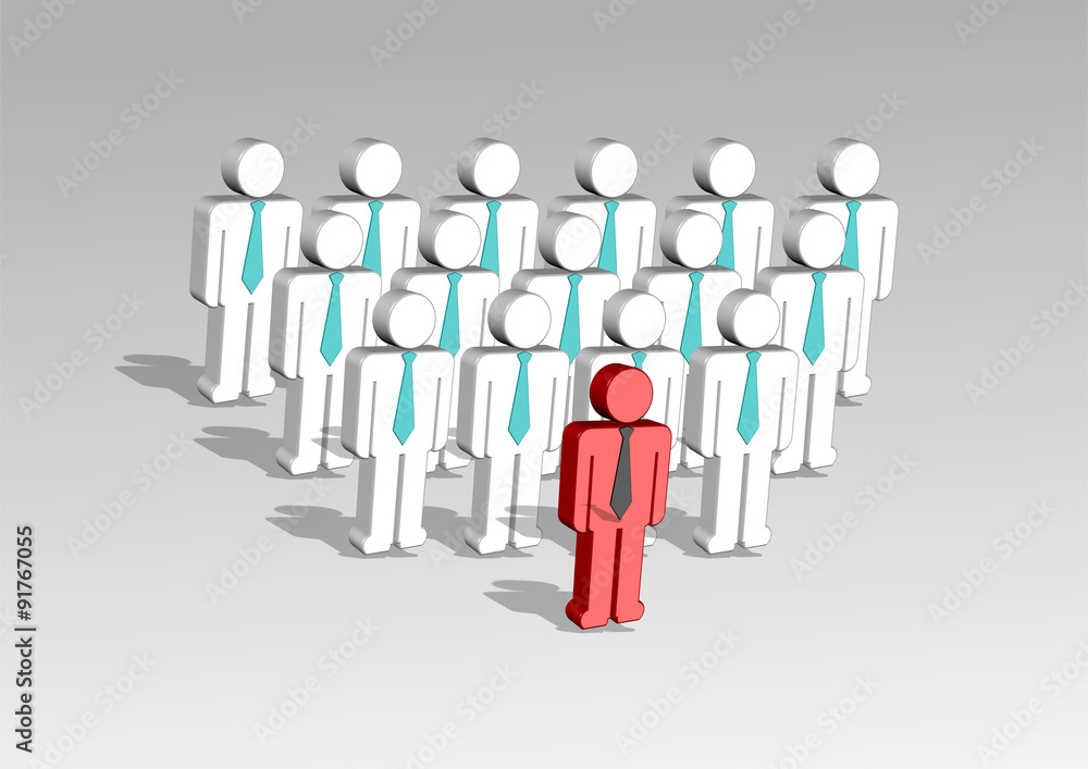 3d illustration of a group of employees and their leader 3d illustration of a group of employees and their leader