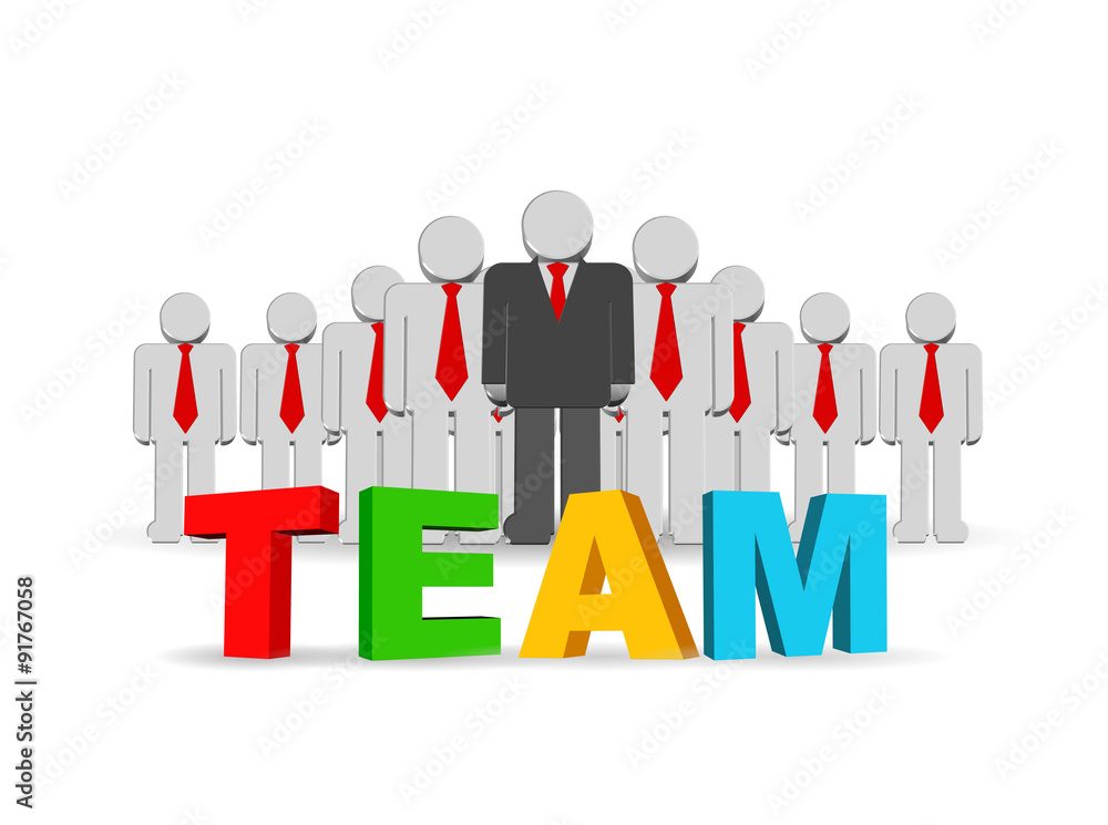 3d illustration of a group of employees and their leader 3d illustration of a group of employees and their leader