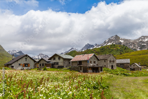 Panorama view of the village in the alps