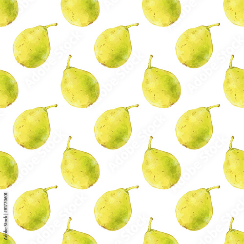 Pears. Seamless pattern with fruits. Hand-drawn background