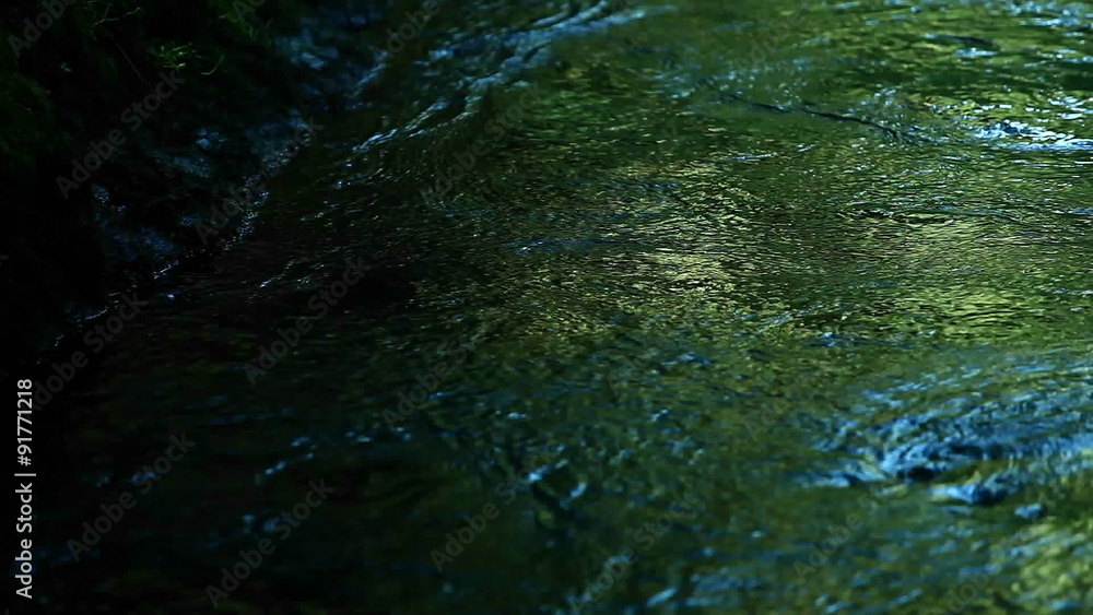 River water reflects green and blue colors. River water reflects green and blue colors.