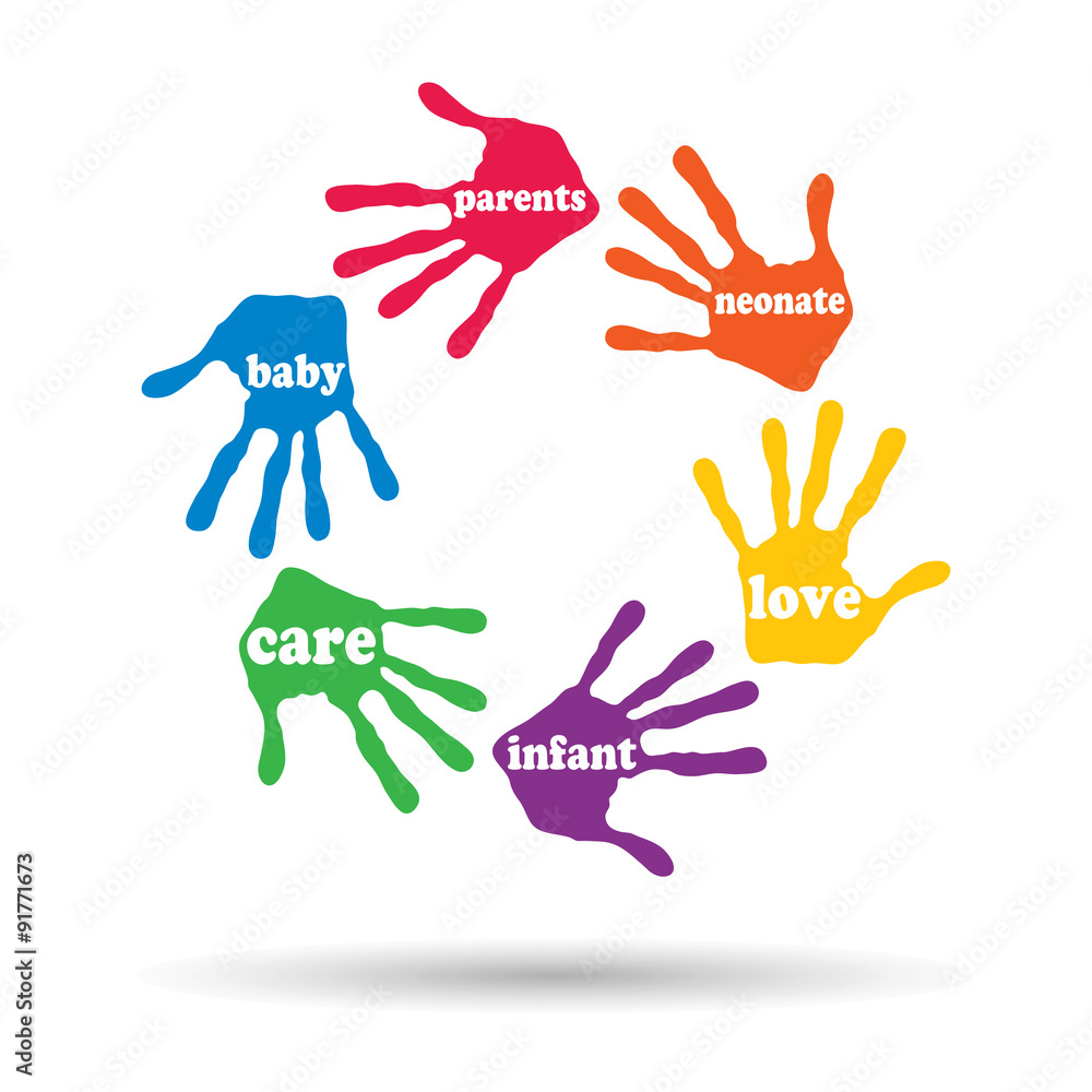 Obraz premium Vector conceptual circle hand print word cloud