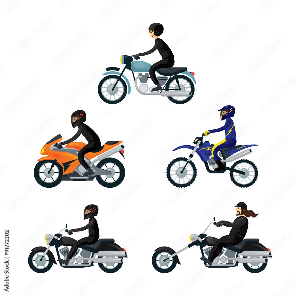 Fototapeta premium Motorcycle Riders, Bikers, Wear Protective Sportswear, Lifestyle, 