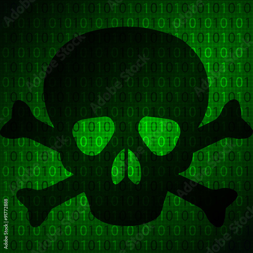 Skull against a background matrix
