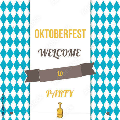 Vector Oktoberfest poster with Bavarian flag in the background