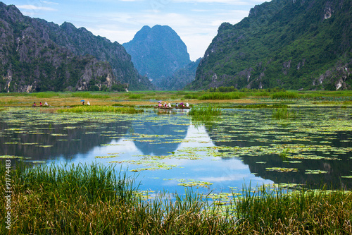 Van Long, Ninh Binh - Famous eco tourim in Vietnam. photo