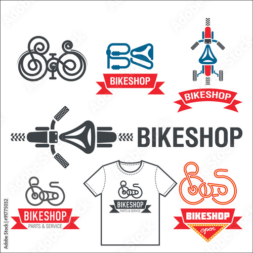 Set of labels for a bicycle shop