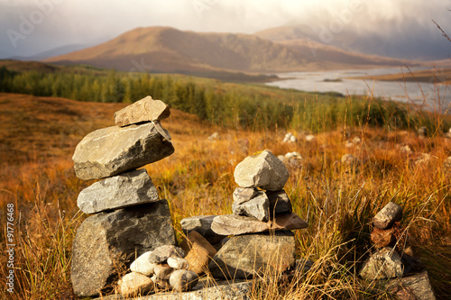 Stone stacks in the Highlands photo