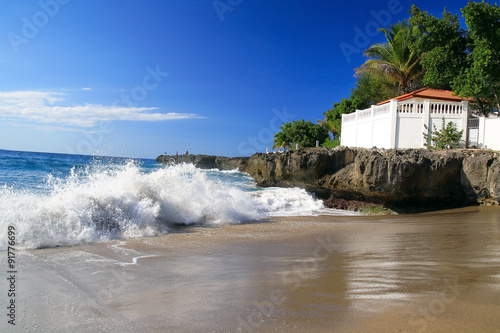 Terrace on ocean coastline, Dominican Republic photo