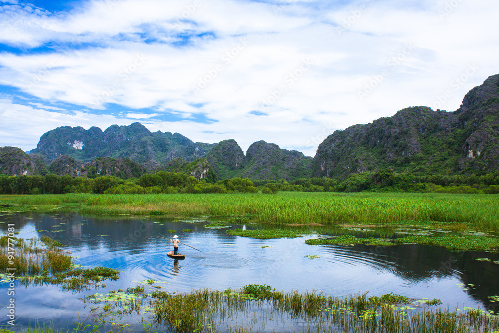 Van Long, Ninh Binh - Famous eco tourim in Vietnam.
