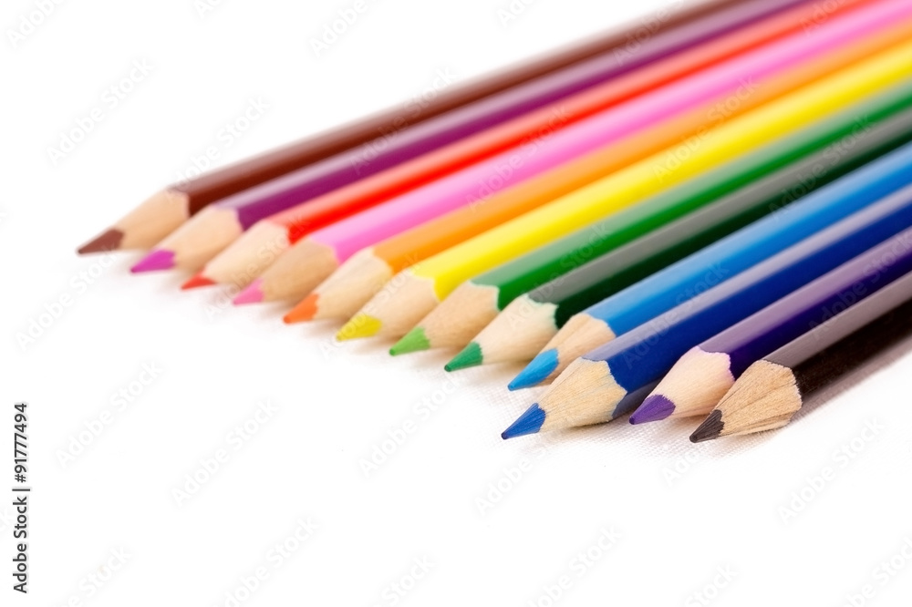Colorful wooden pencils isolated on white background Colorful wooden pencils isolated on white background