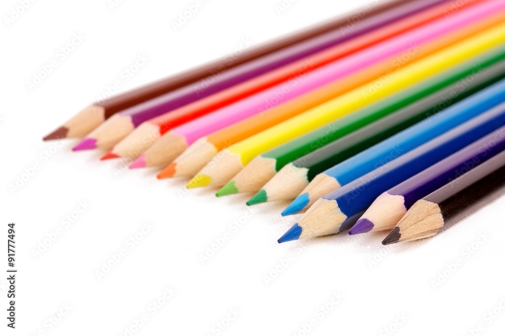 Colorful wooden pencils isolated on white background