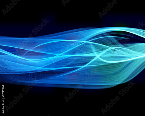 Abstract blue waves on the dark background.