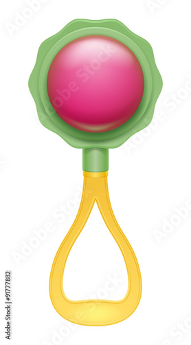 Colorful realistic baby rattle toy.