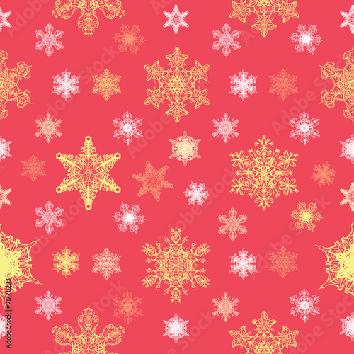 Vector Ornate Christmas Snowflakes Seamless Pattern