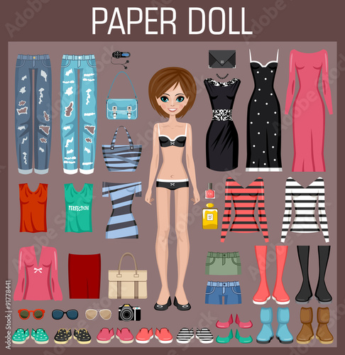 Paper doll with clothes