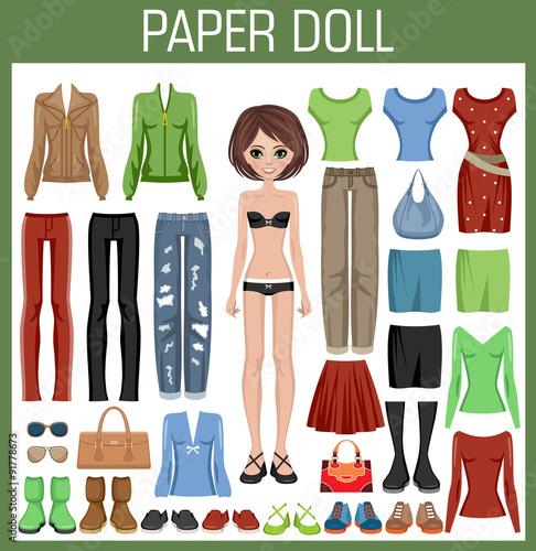 Paper doll with clothes
