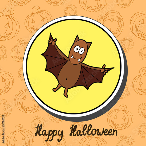 Bat on halloween background. Happy halloween!