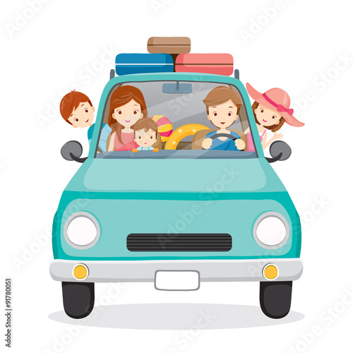 Family on Car Driving to Travel, Vacations, Holiday, Travel Destination, Journey Trips, Transportation