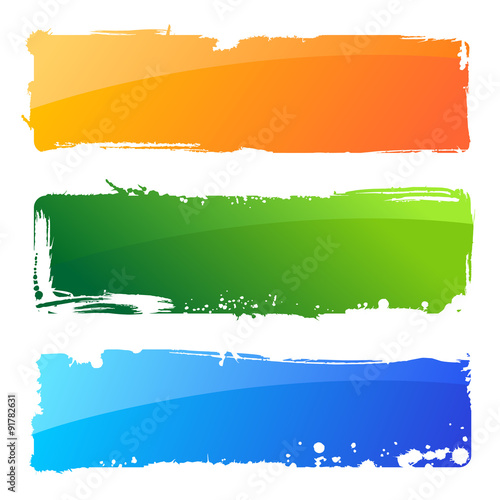 grunge colour hand banners. Brush abstract background and paint