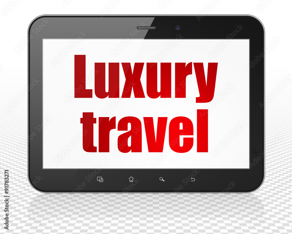 Tourism concept: Tablet Pc Computer with Luxury Travel Tourism concept: Tablet Pc Computer with Luxury Travel
