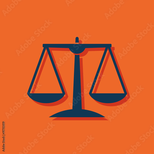 Justice scale icon on orange background