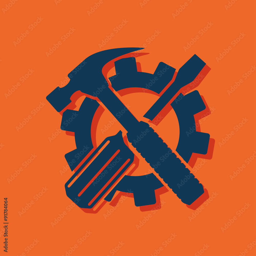 Crossed screwdriver and hammer tools, vector Crossed screwdriver and hammer tools, vector