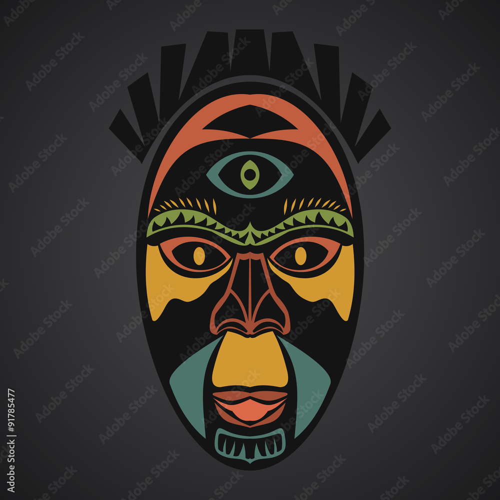 African Mask on a black background African Mask on a black background