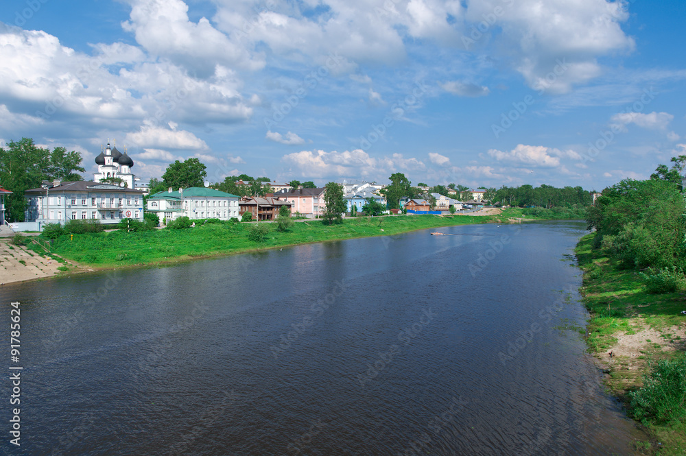 river in the old  town Vologda