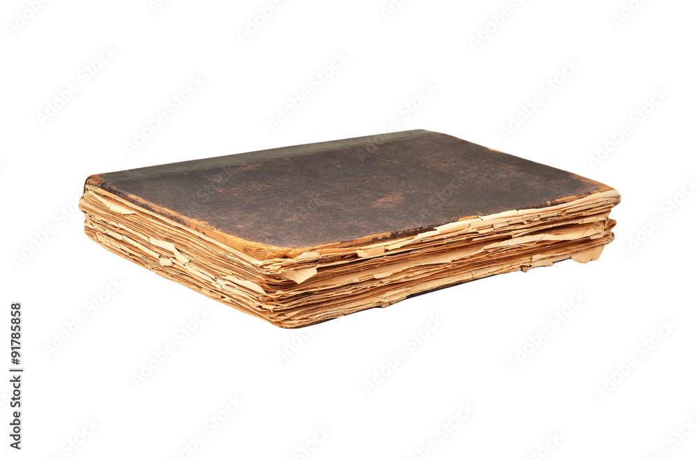 Dirty antique book, isolated on white background Dirty antique book, isolated on white background