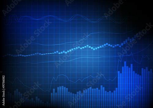 Vector : Business bar chart and line chart on grid blue backgrou