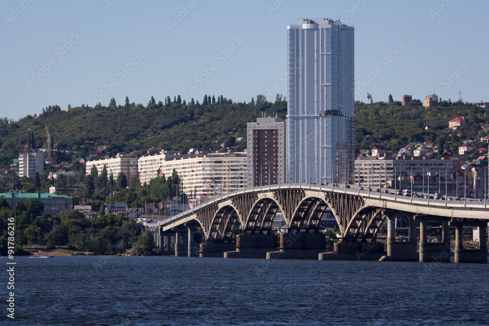 The Volga River, the bridge Saratov Engels