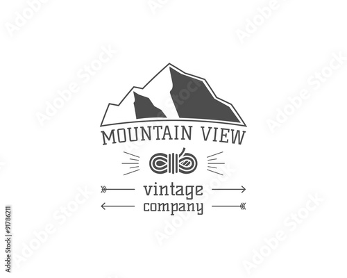Vintage mountain camping store badge, outdoor logo, emblem and