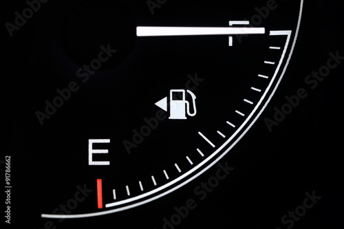 close up on car fuel meter