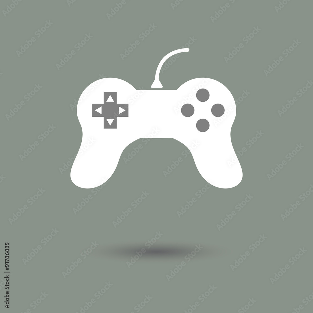 Controller icon in modern style with shadow and gray background. Symbol of computer games and entertainment. Controller icon in modern style with shadow and gray background. Symbol of computer games and entertainment.