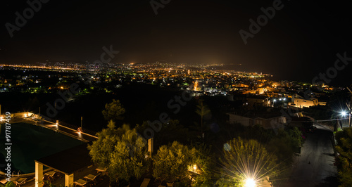 Night view on panorama of Chania city on Crete island © gorelovs