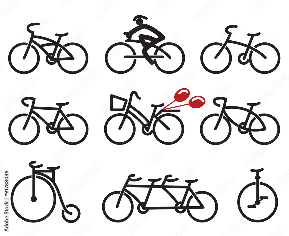set of nine abstract bicycles set of nine abstract bicycles