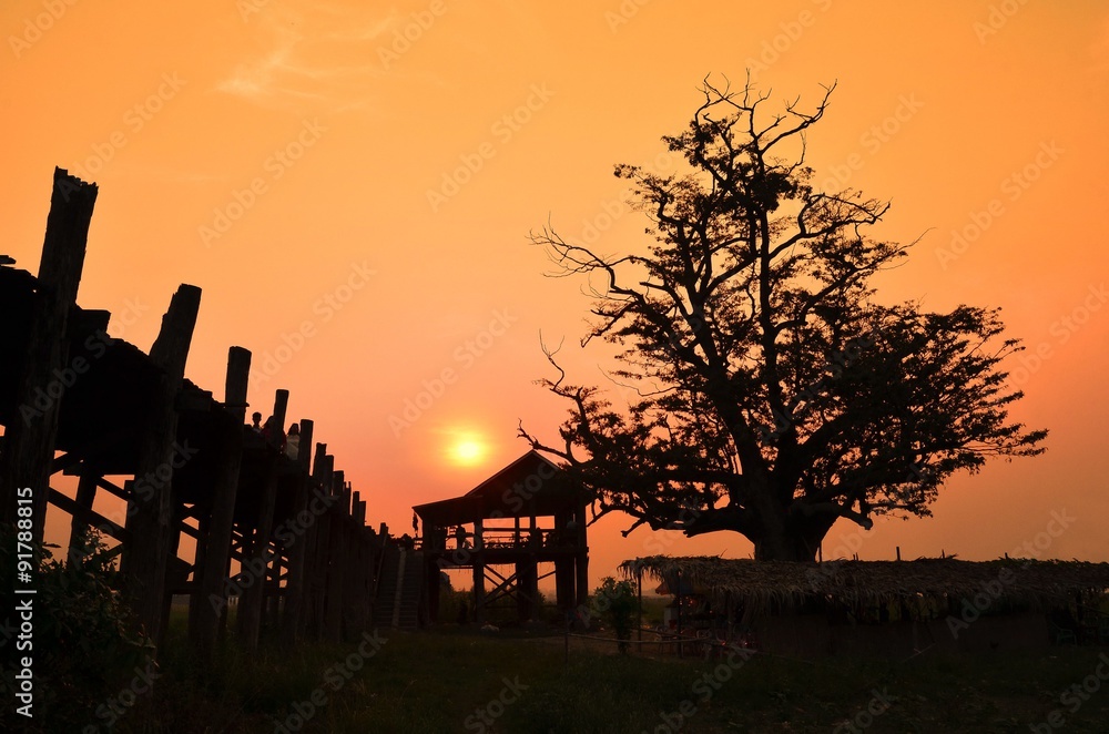 U bein bridge, Taungthaman lake, Amarapura, Burma