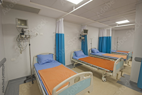 Beds in a hospital ward